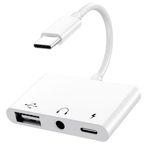 USB C to USB Adapter with 3.5mm Headphone Jack and 60W PD Fast Charging, OTG Cable Adapter, Type C to Audio Splitter for i-Phone 17/16/15 Sam-sung Galaxy S25/S24/S23 Ultra S21/S20 i-Pad Pro Laptops