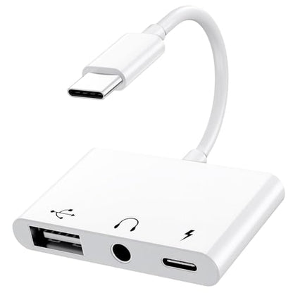 USB C to USB Adapter with 3.5mm Headphone Jack and 60W PD Fast Charging, OTG Cable Adapter, Type C to Audio Splitter for i-Phone 17/16/15 Sam-sung Galaxy S25/S24/S23 Ultra S21/S20 i-Pad Pro Laptops