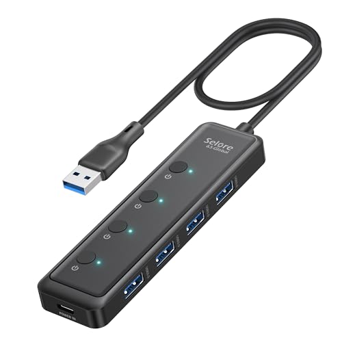 Selore USB 3.0 Hub, Selore 4-Port USB Hub Ultra-Slim Data USBA Splitter USBA Expander with 2 ft Compatible with A Port Laptop, for MacBook, Mac mini, iMac, PC, Flash Drive, HDD, Mouse,etc - color: Black