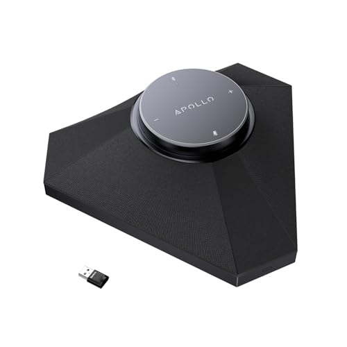 Conference Speaker and Microphone for Large Meeting Rooms, Daisy Chain Mics(Not included) for Up to 20 People, 360° Voice Pickup, AI Noise Reduction, 10W Speakerphone, USB/Bluetooth, Works with Zoom