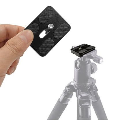2 Pcs PU50 Tripod Quick Release Plate + 2 Pcs 1/4-3/8 Inch Screw, 50mm*38mm Camera Plates Mount with 1/4''-20 Screw, Compatible with Manfrotto Arca Swiss Benro QR Plate for DSLR Camera - size: 50 mm x 38 mm