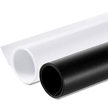 Meking PVC Backdrop 39x78Inch/100x200cm PVC Background Matte White & Black Photography Backgrounds White Vinyl Backdrop for Product Photo Video Photography Studio -Black/White - color: Matte Black/White
