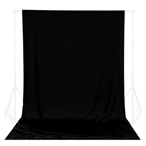 Black Photo Backdrop for Photoshoot, Studio Photo Backgrounds 6ft x 9ft | Polyester Fabric, 2.76in Rod Pocket for Easy Hanging, Versatile Photography Backdrop for Portrait, Live Streaming, Video - color: Black, size: 6x9ft