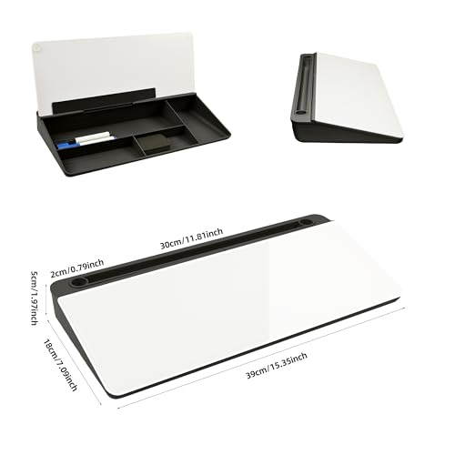 Desktop Whiteboard, Glass Dry Erase Board, Desk Board Buddy,Computer Keyboard Stand,Desk Whiteboard Organizer for Home,Office,School Supplies(Black) - color: Black