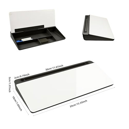 Desktop Whiteboard, Glass Dry Erase Board, Desk Board Buddy,Computer Keyboard Stand,Desk Whiteboard Organizer for Home,Office,School Supplies(Black) - color: Black