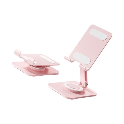 Carbon Steel Desktop Phone Stand Foldable Adjustable with Rotating Base for Video Calls Phone Tablet Portable Foldable Adjustable Desktop Rotating Desk Video Calling Online Learning Movie Hands - color: A