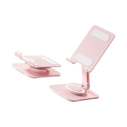Carbon Steel Desktop Phone Stand Foldable Adjustable with Rotating Base for Video Calls Phone Tablet Portable Foldable Adjustable Desktop Rotating Desk Video Calling Online Learning Movie Hands - color: A