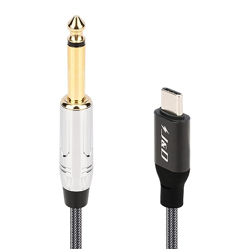 J&D USB Type C to 6.35mm 1/4 inch TS Guitar Audio Cable Microphone Cord for Audio Recording, Bass, Electronic Piano, Compatible with iPhone 16/17 Series, iPad, MacBook, 10 Feet - size: 10 Feet