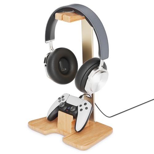 Controller and Headphone Stand for Desk Gaming Desk Accessories Controller and Headphone Holder Headset Holder Headset Stand - color: Gold Color