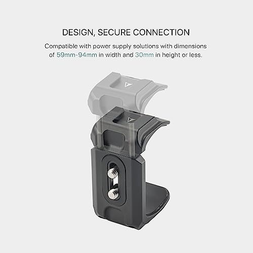 Tilta Universal Power Bank Holder Clamp | Aluminum Alloy Mount with Cold Shoe & 1/4"-20 Threads | Fits 59–94mm Wide Power Banks | Secure Camera Cage Accessory – Black (TA-UPBH-B)
