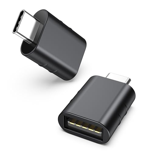 Syntech USB C to USB Adapter Pack of 2 USB C Male to USB3 Female Adapter Compatible with iPhone 17 Pro Max MacBook Pro Air 2024 iMac iPad Mini Pro, Other Type C or Thunderbolt 5/4 Devices, Space Black - color: Space Black, size: 1.08 X 0.65 X 0.32 Inch