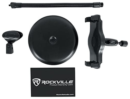 Rockville iSTAND 9 Desktop Gooseneck Stand, Weighted Base, Adjustable Mic Clip, Phone/Tablet Holder, Webcam Adapter, Perfect for Podcasting, Streaming | Includes Mic Clip, Webcam Adapter, 11.8" Gooseneck, Weighted Steel Base, Fits 4.7" to 12.9" Screens, 3