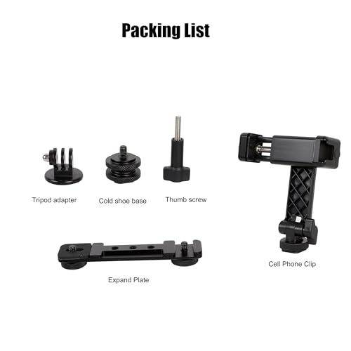 Multi-Camera Mount Rig for DJI Osmo Pocket 3 4 insta360 Luna Ultra & DSLR Digital Action Camera – Dual 1/4" Screws with Cold Shoe Mounts, Tripod Compatible, Supports Phone as Monitor