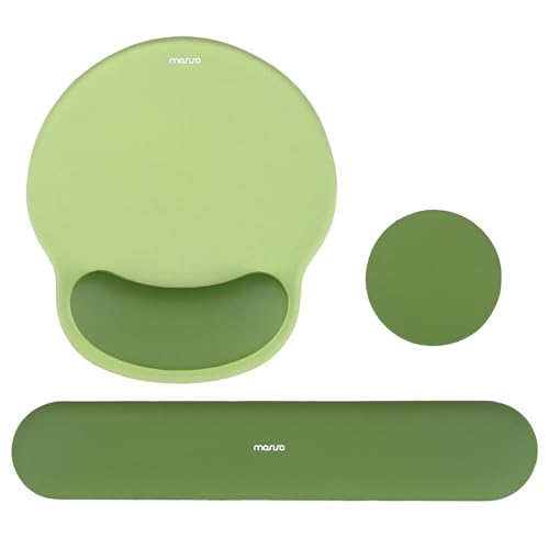 MOSISO Wrist Rest Support for Mouse Pad&Keyboard Set, Circle Curved Ergonomic Mousepad&Coaster Non-Slip Base Home/Office Pain Relief&Easy Typing Pad with Soft Cloth&Silicone Lining, Olive Green - color: Olive Green
