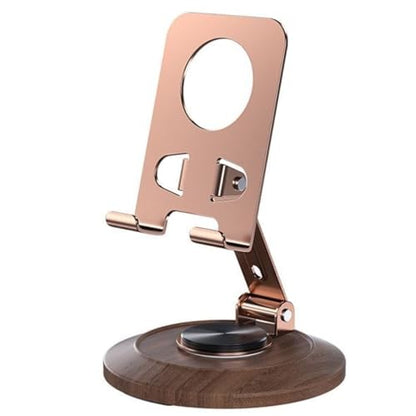 Adjustable Cell Phone Stand,360 Rotating Foldable Desktop | Cellphone Stand with Anti-Slip Base Portable Phone Holder for iPhone 17 16 15 14 13 Pro Max, All Smart Phones, iPad - color: Wood grain color
