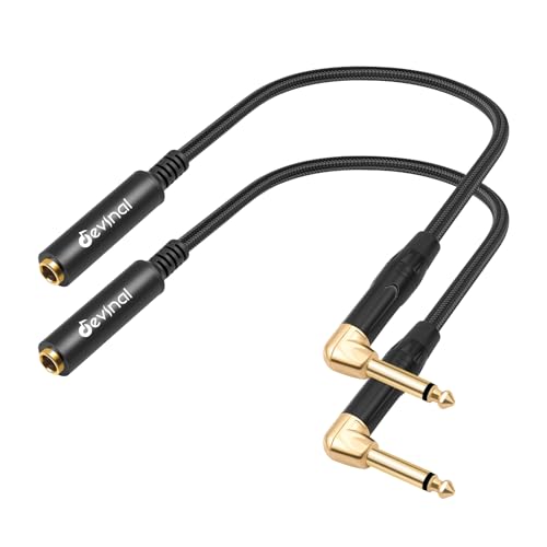 Right Angle 1/4 Inch TS Male to 1/4 Inch TS Female Cable, 6.35mm Mono Connector Patch Extension Adapter Best for V Shape Guitar 1 FT 2 pcs - color: 1 FT 2 pcs