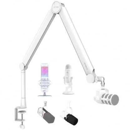 IXTECH Mic Arm White Premium Boom Arm 360° Rotatable Microphone Arm Stand with Desk Mount Fully Adjustable Sturdy and Universal VALIANT WHITE Model - color: 4 VALIANT WHITE