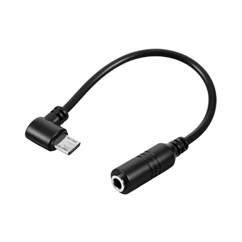 Micro USB to 3.5mm Jack Audio Adapter Cable Black Micro USB to 3.5 Female Audio Elbow Adapters Cable for Mic Microphone Convert Adapter Headphone Camera