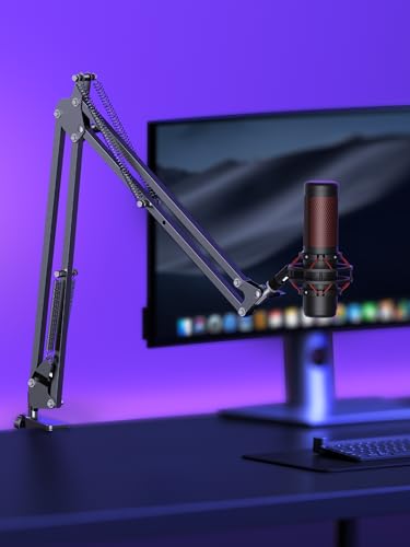 InnoGear Boom Arm Microphone Mic Stand for Blue Yeti HyperX QuadCast SoloCast Snowball Fifine Shure SM7B and Other Mic, Extended Mic Arm (Black) - color: Black, style: Extended Mic Arm
