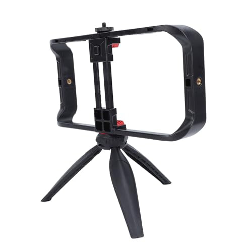Pilipane Smartphone Video Rig Hand Grip Stabilizer Durable ABS Phone Stabilizer Rig with Tripod for Live Streaming Videography and Film Production
