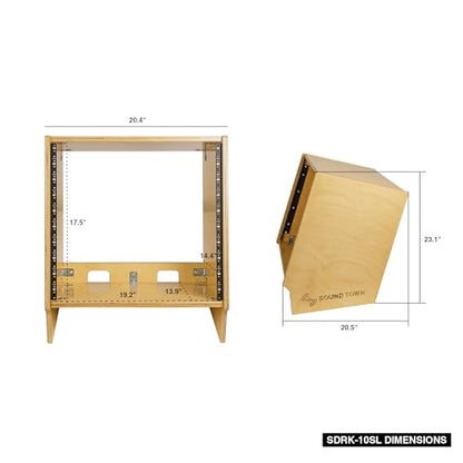 Sound Town DIY 10U Angled Desktop Turret Studio Rack with Solid Baltic Birch Plywood, Golden Oak, Assembly Required (SDRK-10SL) - size: 10U, Golden Oak
