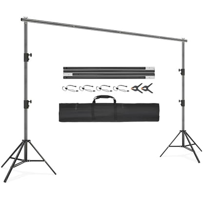 VEVOR 11.5 x 9.6 ft Heavy Duty Backdrop Stand, Height Adjustable Photography Backdrop Stand, Background Support System with 6 Clamps and A Carry Bag, for Party, Wedding, Display, Photo - size: 10 x 12 Ft