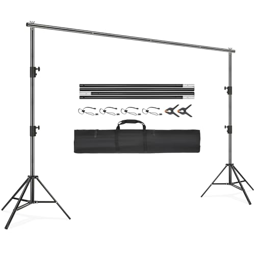 VEVOR 11.5 x 9.6 ft Heavy Duty Backdrop Stand, Height Adjustable Photography Backdrop Stand, Background Support System with 6 Clamps and A Carry Bag, for Party, Wedding, Display, Photo - size: 10 x 12 Ft