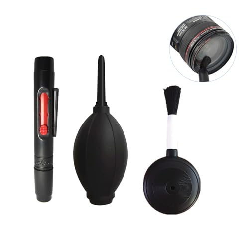 3Pcs Camera Lens Cleaning Kit Including Camera Cleaning Pen Brush Air Blaster Blower and Lens Brush Blower Brush Dust Cleaner for SLR Camera Telescope Magnifying Glass Photography
