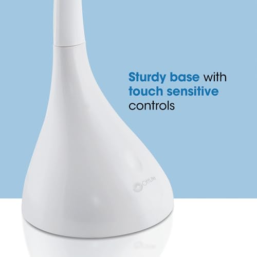 OttLite Creative Curves LED Desk Lamp, White | Natural Daylight LEDs | 4 Brightness Settings | Adjustable Flexible Neck | 11.25 to 23.75 inches - color: White
