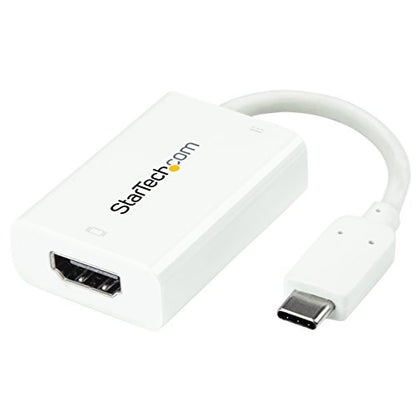 StarTech USB-C to HDMI 2.0 Active Adapter, 4K 60Hz, 60W PD, White, 1080p - color: White, style: 4K 60Hz w/ 60W PD Charge
