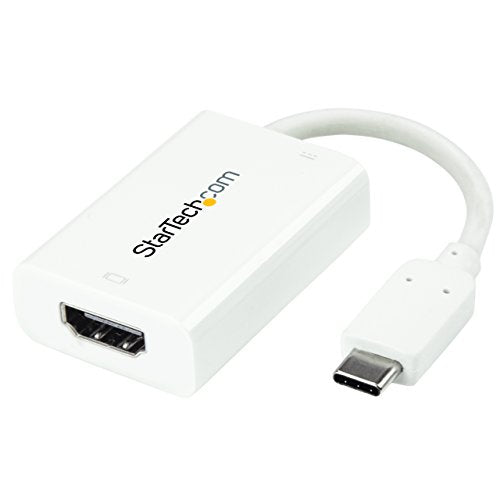 StarTech USB-C to HDMI 2.0 Active Adapter, 4K 60Hz, 60W PD, White, 1080p - color: White, style: 4K 60Hz w/ 60W PD Charge