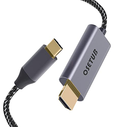 OseTub 4K USB C to HDMI Cable 10ft [Braided, High Speed] – Mirror iPhone 15 Pro/MacBook to TV for Movies, Work, Zoom – Compatible with MacBook Pro/iPad Pro/Galaxy S23/Monitor - size: 10ft/3m
