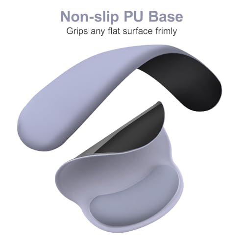 MOSISO Wrist Rest for Keyboard Mouse Pad Set, Large Gaming Deskpad&Circle Curved Mousepad&Keyboard Wrist Rest&Coaster, Ergonomic Non-Slip Mousepad&Easy Typing Pad with Silicone Lining, Lavender Gray - color: Lavender Gray