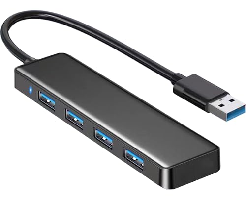 USB Hub 4 Port, VIENON USB 3.0 Hub USB Splitter for Laptop, USB Port Extender USB A Hub for PC, Desktop, Xbox, PS4, Flash Drive, Printer, Keyboard, Mouse, HDD, Plug and Play - size: 1FT