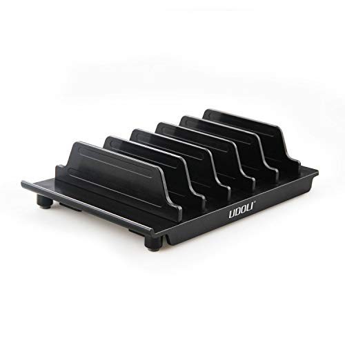 Adjustable Universal Multi Device Organizer Dock Stand Holder, Tablet Cell Phone Desktop Stand for iPhone Samsung Galaxy Google Nexus Kindle (Black)- No Charging Port - color: Black