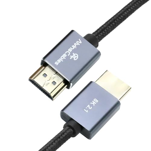 Alvin's Cables Left Angle Micro HDMI to HDMI Cable 8K@60Hz 4K@120Hz, Braided Coiled HDMI 2.1 for Sony A7RIII/A7II/A7M3, Canon R5/M6, Fujifilm X-T4/X-T3, GoPro, Nikon - Ultra Durable - color: Black, style: Left Angle micro HDMI