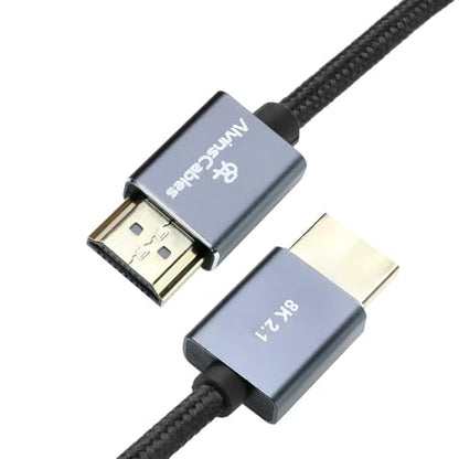 Alvin's Cables Left Angle Micro HDMI to HDMI Cable 8K@60Hz 4K@120Hz, Braided Coiled HDMI 2.1 for Sony A7RIII/A7II/A7M3, Canon R5/M6, Fujifilm X-T4/X-T3, GoPro, Nikon - Ultra Durable - color: Black, style: Left Angle micro HDMI