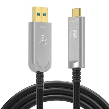 Fiber Optic USB A to C Cable(33ft), High Speed 10Gbps Active Optical Long Extension,Compatible with Webcams, Logitech Cameras,VR,AR,HDDs,Projectors - color: Silver, size: 33ft