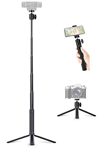 JCWINY 30" Tall Webcam Stand Tripod Extendable Desktop Tabletop Webcam Tripod Web camera Mount Aluminum Desk Tripods Stand for Logitech Brio Webcams C925e C922x C930e C922 C930 C920 C615 iPhone Camera