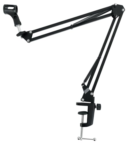 Rockville Microphone Boom Arm Studio Podcast USB Mic Stand+Desk Clamp (30") | USB Mic Stand, Internal Springs, Steel Frame, Aluminum Alloy Clamp, Broadcasting, Fits Desks up to 2" Thick, ABS Mic Clip - size: 30"