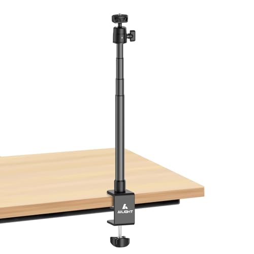 Ailight Camera Desk Mount Webcam Stand, Adjustable Table Camera Stand with 1/4" Screw & C Clamp Overhead Tripod Webcam Mount for Logitech Obsbot insta360 Anker and Others - size: TS6001