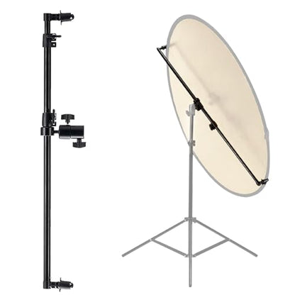 Extendable Reflector Holder Arm, Photo Telescopic 27.9" to 47.2" Boom Arm 360° Swivel Reflector Bracket for Product Portrait Studio Outdoor Photography - style: Reflector Holder