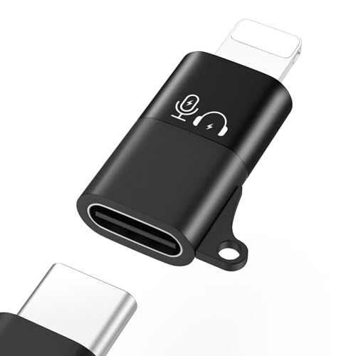 MoKo for DJI Mic Mini USB C to Lighting Phone Adapter - Lightning to USB-C Audio Adapter for iPhone 14/13/12/11/Apple EarPods/Wireless Mic Receiver/Phone, Support Charging -1 Pack, Black - color: Black, size: 1 Pack