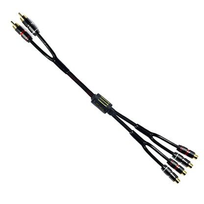 Arklove 10ft Shielded RCA Plug Splitter Stereo Audio Video Cable 2 Male to 4 Female Dual Speaker Y Adapter Connector Extension Cord 24k Gold Plated 1 Input 2 Output - size: 10ft, style: 2male to 4female