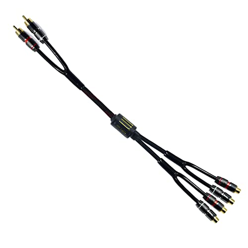 Arklove 7ft Shielded RCA Plug Splitter Stereo Audio Video Cable 2 Male to 4 Female Dual Speaker Y Adapter Connector Extension Cord 24k Gold Plated 1 Input 2 Output - size: 7ft, style: 2male to 4female