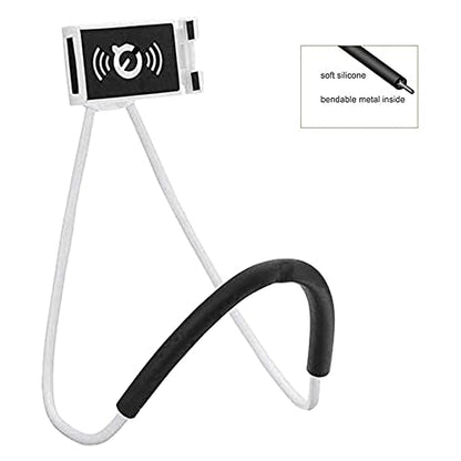 Chapter Seven Universal Smart Mobile Phone Stand,Hanging on Neck Cell Phone Mount Holder, Flexible Lazy Bracket DIY Free Rotating for Multiple Functions (White) - color: White