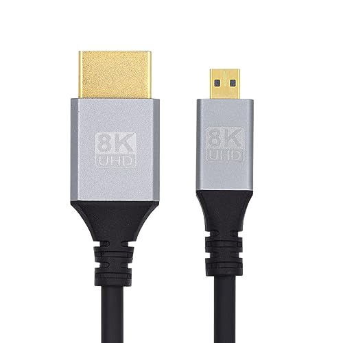 xiwai 8K Micro HDMI 2.1 Ultra Thin HDTV Cable 0.5m, Type-A to Type-D 4K Hyper Super Flexible Slim Cord for Camera HDTV - size: 0.5m, style: HDMI to Micro HDMI Slim