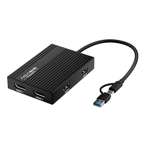 ACASIS USB C to Dual HDMI DisplayLink Adapter, 4K@60Hz, 2 HDMI & 3 USB-A Ports, 100W PD Charging, USB C DisplayLink Docking Station for Mac M1/M2/M3/Windows,USB A/C to Dual Monitor Adapter (Black) - color: Black
