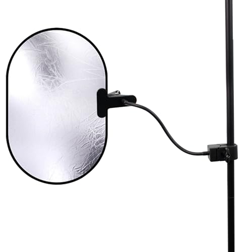 Photography Reflector Holder, 11 Inch Bendable Metal Reflector Photography Stand Clamp for Backdrop, Diffuser, Lighting, Clamping Range 0.5''-1.9''