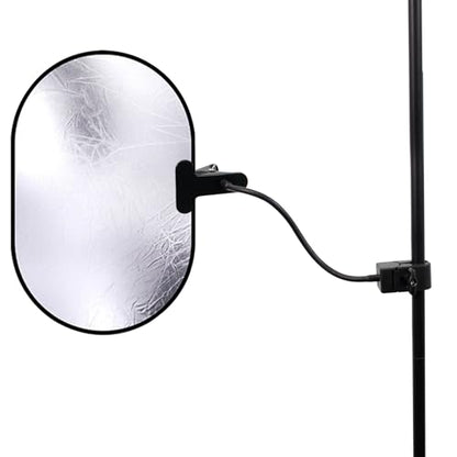 Photography Reflector Holder, 11 Inch Bendable Metal Reflector Photography Stand Clamp for Backdrop, Diffuser, Lighting, Clamping Range 0.5''-1.9''